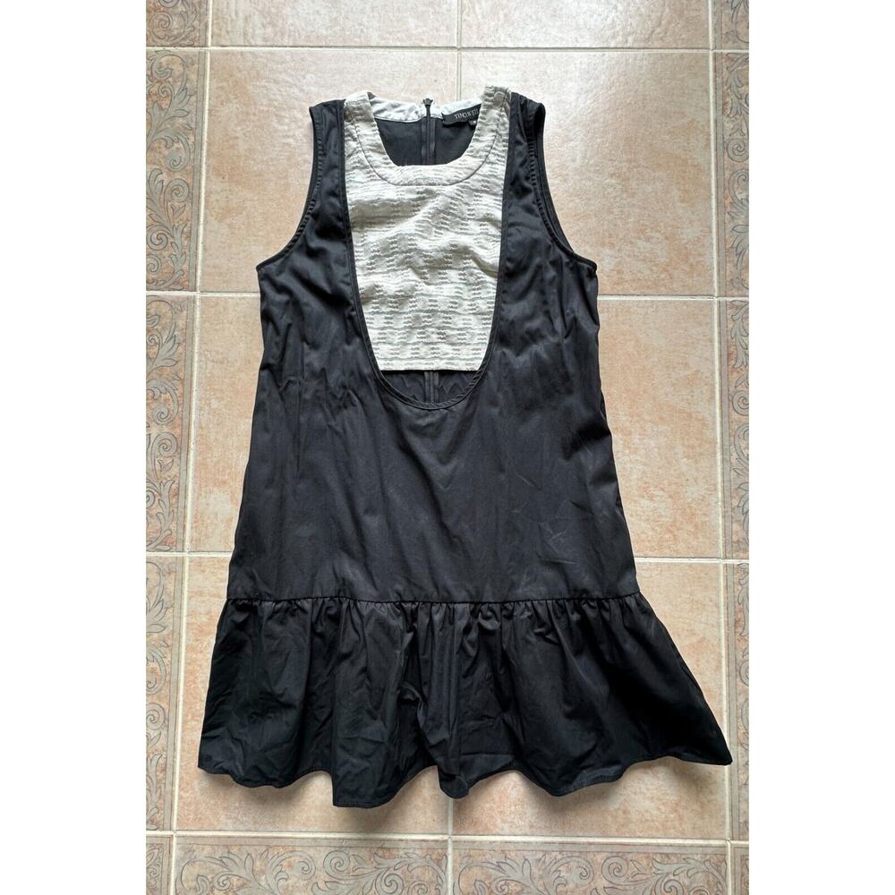 Timo Weiland Black Jumper Dress front‎ Ivory Mesh Panel Size 6